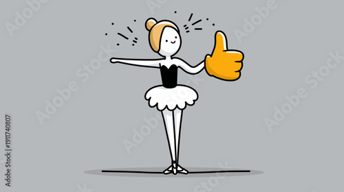 Cartoon ballerina giving a thumbs up, a symbol of approval
