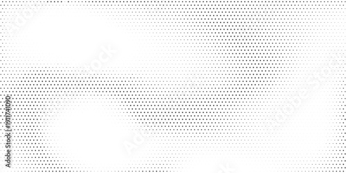 Abstract black and white halftone dots background. Vector gradient pattern with wavy transition for modern graphic design, minimalist backdrop, and digital texture.