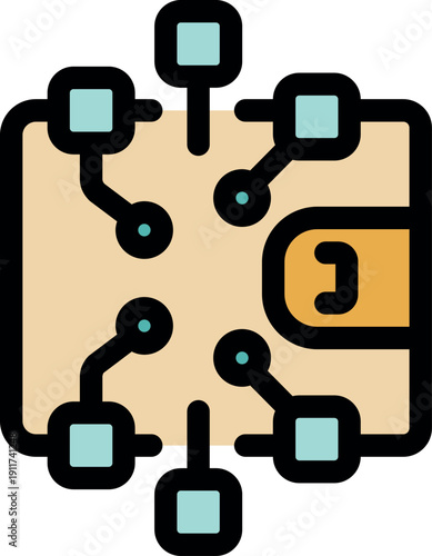 Secure digital wallet connected to a network, symbolizing decentralized finance and cryptocurrency transactions
