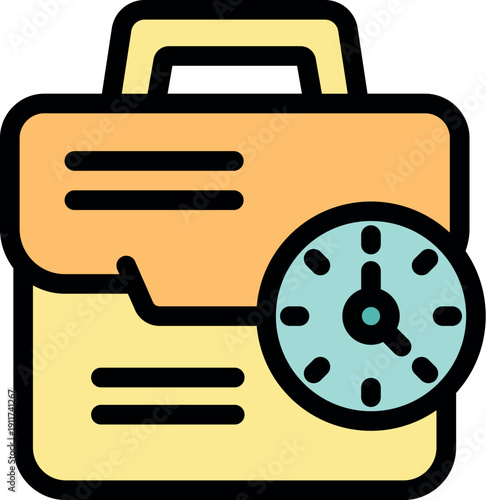 Clock and folder symbolizing efficient business time management and organization