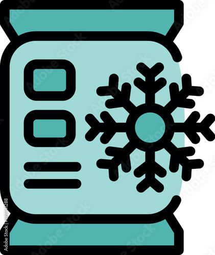 Packaged frozen food product with snowflake symbol indicating appropriate storage temperature