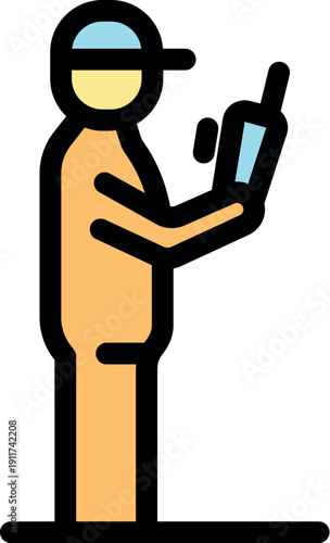 Drone operator using a remote control device, piloting a drone