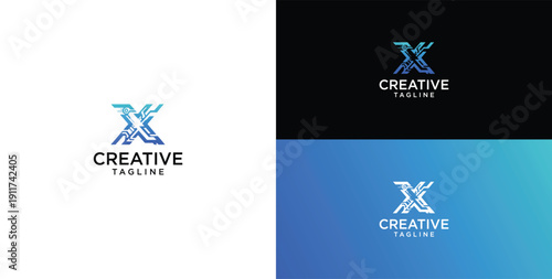 digital technology logo icon vector. X initial letter logo design.