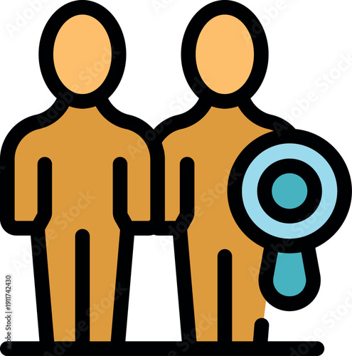 Two businessmen are standing together and one of them is holding a shield, symbolizing business protection