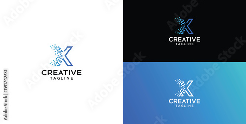 digital technology logo icon vector. X initial letter logo design.