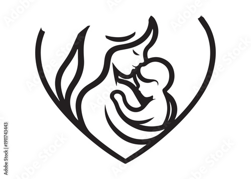 mother's day logo silhouette vector, motherhood love silhouette vector illustration, women and child logo silhouette, mother holding baby logo, happy mother's day logo vector silhouette 