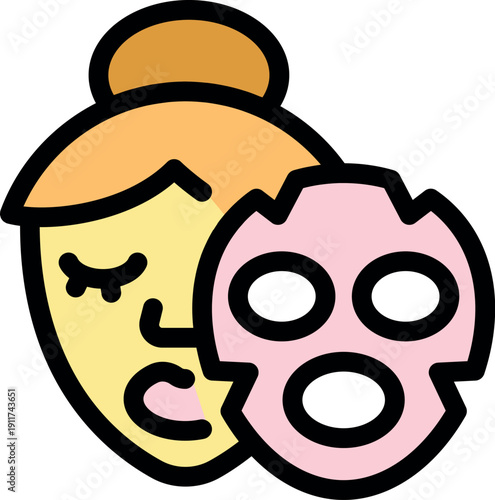 Woman enjoying a relaxing beauty treatment with a cosmetic face mask, promoting skincare and self care