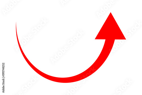 Red arrow icon on white background, in circular shape
