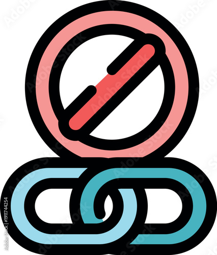 Removing a link from the chain, symbolizing broken connection, blocked access, or a disrupted process