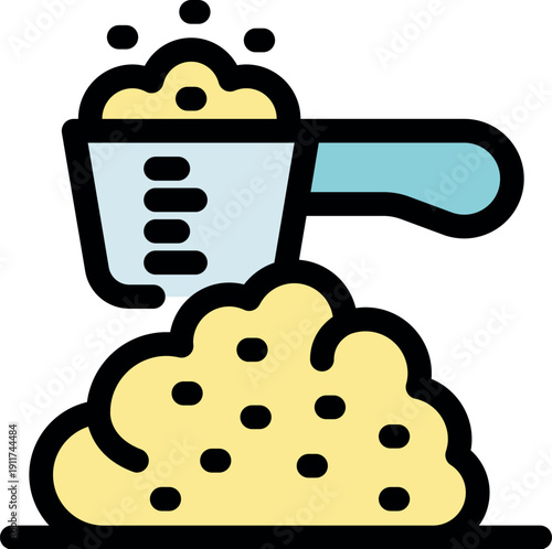 Measuring cup filled with flour and sugar for baking recipes