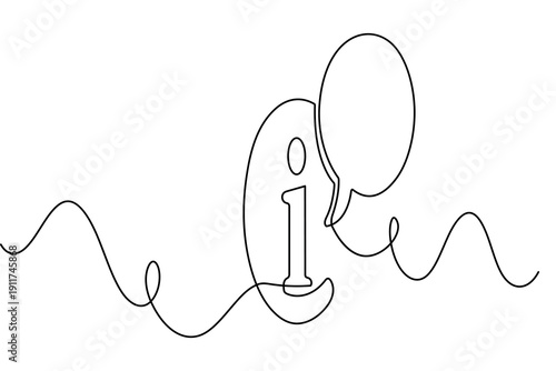 Information sign vector illustration using a single line drawing and minimalist design approach