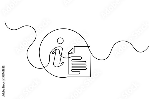 Information sign vector illustration using a single line drawing and minimalist design approach