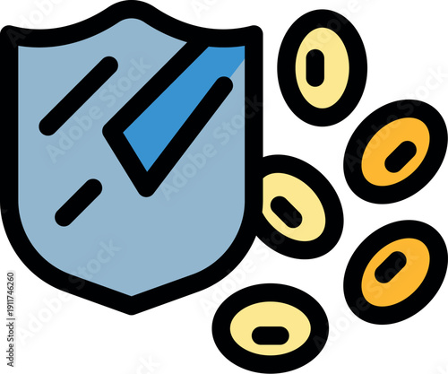 Secure investment icon representing financial security, savings protection, and secure transactions with shield and money