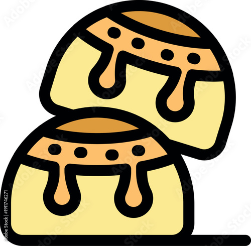 Two honey cakes with dripping honey, a sweet and tempting treat