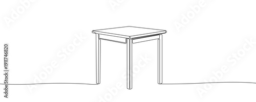 Chair in one line art style. Drawing of a stool without a backrest, made by a continuous line with editable black stroke on a white background. Vector illustration.