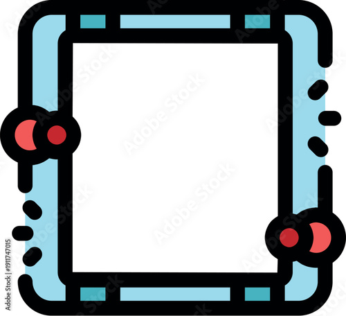 Light blue decorative frame with rounded corners and red circles representing pushpins, ideal for scrapbooking or other creative projects