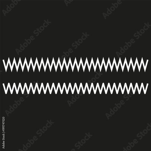 Zigzag line art. Wave pattern vector. Sound pulse shape. Abstract frequency.