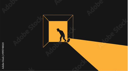 Man standing in doorway with light shining through
