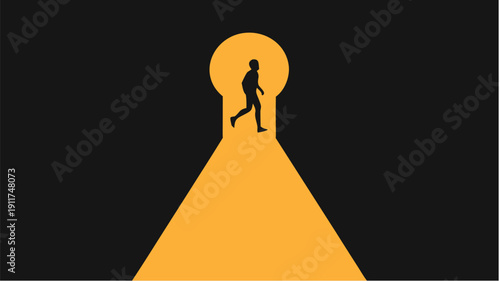 Person stepping into opportunity with bright light ahead