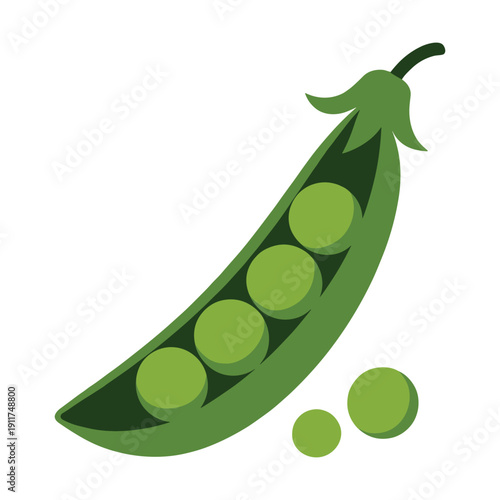 Vibrant green pea pod with fresh peas spilling out