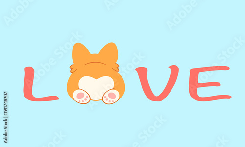 Corgi Love Typography Cute Illustration