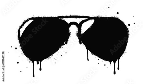 Spray painted graffiti of eye Glasses icon in black over white. isolated on white background. vector illustration
