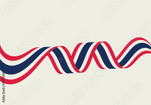 Thailand Ribbon Flag Red White Blue Wave