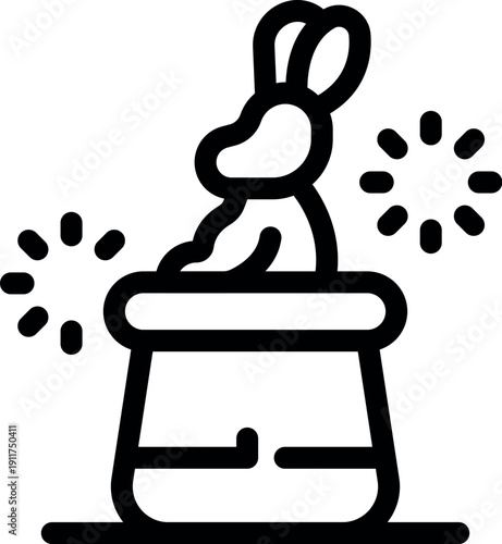 Cute bunny appearing from magician's hat, surprising audience with magic trick