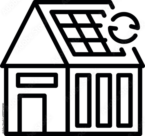 Solar panels installed on the roof of a house are converting sunlight into renewable energy