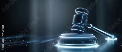 Gavel on stand digital justice concept