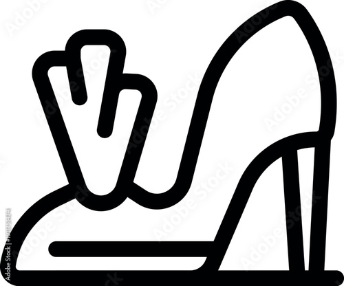 Stylish footwear showcasing a high heel shoe adorned with a feather, representing fashion, elegance, and glamour