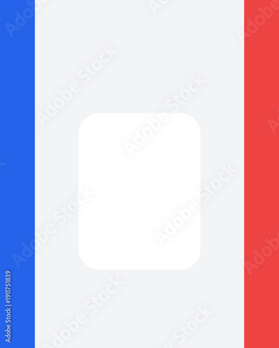 The national flag of france with a white square overlay in the center