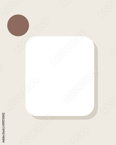 Minimalist design featuring a small brown dot next to a white square