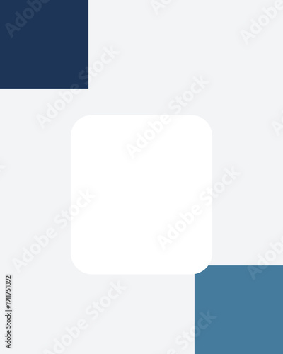 Abstract geometric composition with intersecting colored squares and negative space