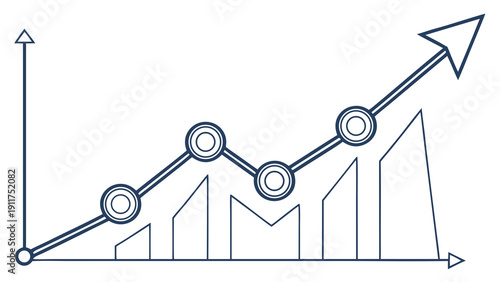 Line chart with upward trend, elegant circular markers.