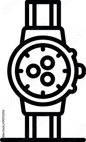 Stylish wristwatch with chronograph and leather bracelet indicating time