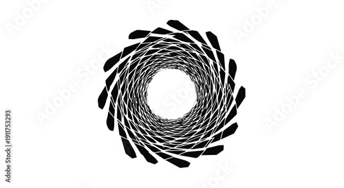 Abstract spiral whirlpool circular pattern black and white illustration design element