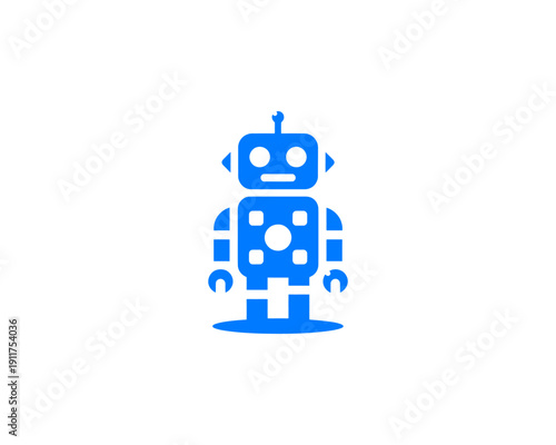 Robot minimalist logo for ai technology branding