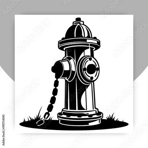 Fire Hydrant Line Art Vector – Vintage Black and White Street Water Hydrant Illustration Isolated on White Background,