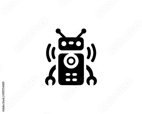 Robot minimalist logo for ai technology branding