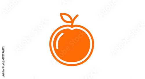 Orange fruit icon with a leaf illustration for design and graphic elements
