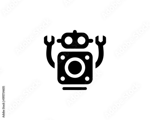 Robot minimalist logo for ai technology branding