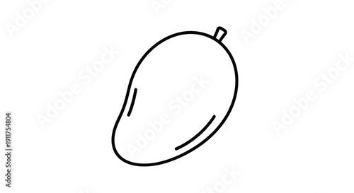 Simple outline illustration of a ripe mango fruit for design and food concepts