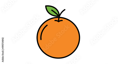 Vibrant orange fruit with green leaf isolated on white background