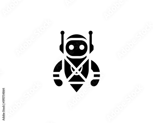 Robot minimalist logo for ai technology branding