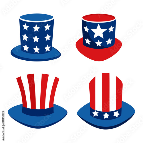 Set ofAmerican Flag Top Hat: 4th July