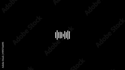 digital sound wave and frequency level display,Dynamic white audio visualizer- Music sound wave animation on black background. Abstract audio wave digital frequency. Sound wave animated audio waveform