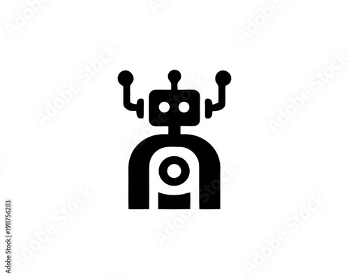 Robot minimalist logo for ai technology branding