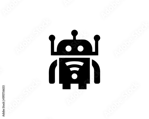 Robot minimalist logo for ai technology branding
