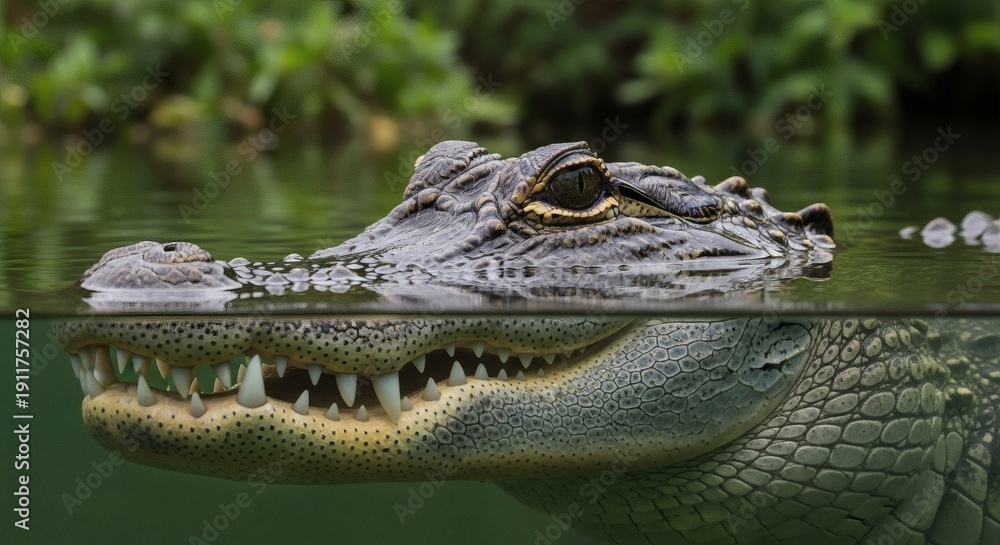 Fototapeta premium Alligator Watch Lurking in the murky waters.